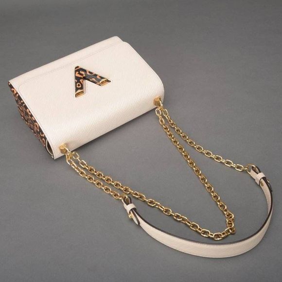 Louis Vuitton Twist MM Chain Shoulder Leopard Epi Leather White Shoulder Bag - Picture 5 of 6